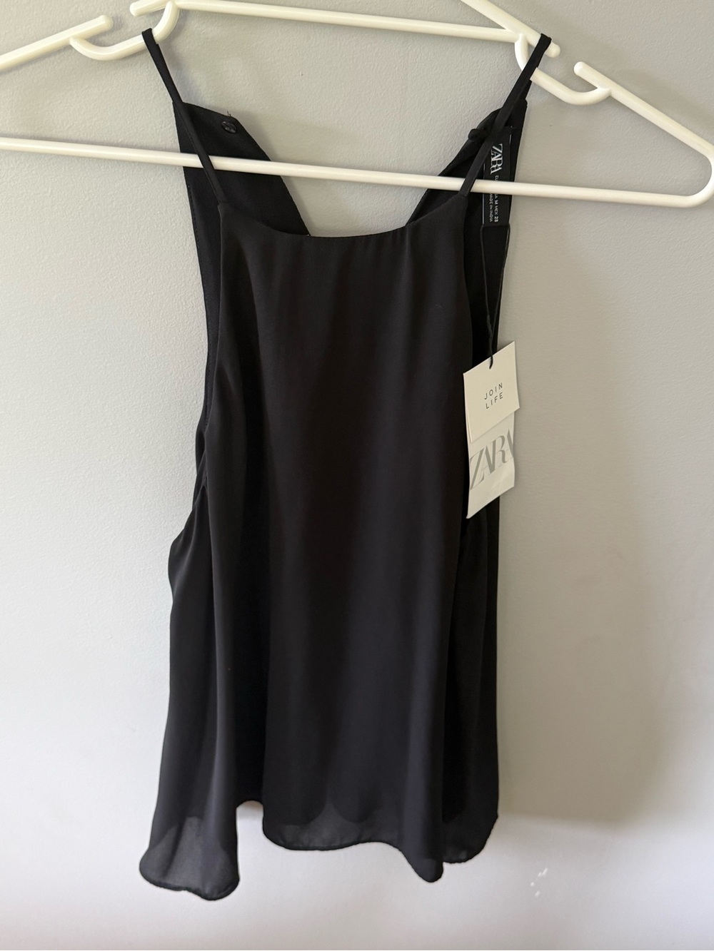 Zara Black Silk-Like Spaghetti Strap Cami